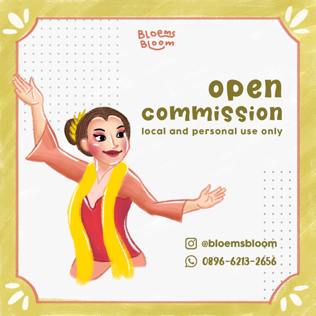bloemsbloom's tweet photo. [Tolong bantu share yaa, terima kasiihh 🥹🙏]

Aku buka commis dg art styleku ini, boleh tanya-tanya dulu yaa jika berminatt. Jangan sungkann ✨️ https://t.co/IP9yZSCYZu