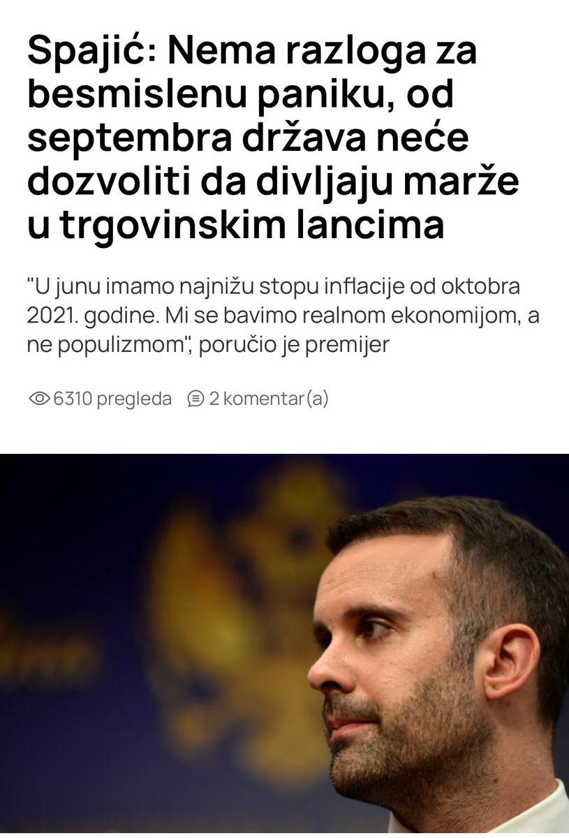 "Gradjani bez panike" primaćete više ali ćete moći manje da kupite!
U periodu 2021-2023. godine: 
👉rast nominalnih zarada 19,1%;
👉Rast cijena 31,7% u kategoriji hrane i pića;
 👉PAD produktivnosti rada (BDP po zaposlenom radniku u više sektora) NEGATIVAN -3,36%;
👉OSNOVNO