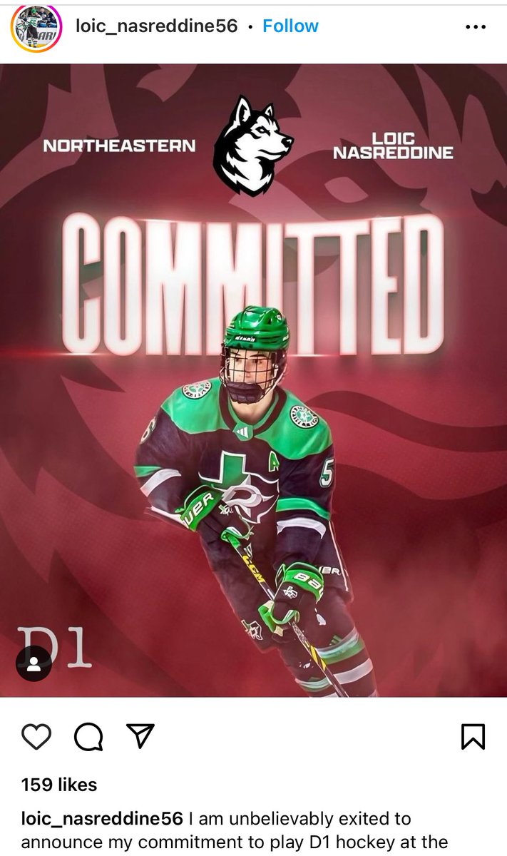 Congratulations to future Buc Loic Nasreddine on his commitment to play Division 1 college hockey at Northeastern, Let’s Go!!! 🏴‍☠️🏴‍☠️🏴‍☠️