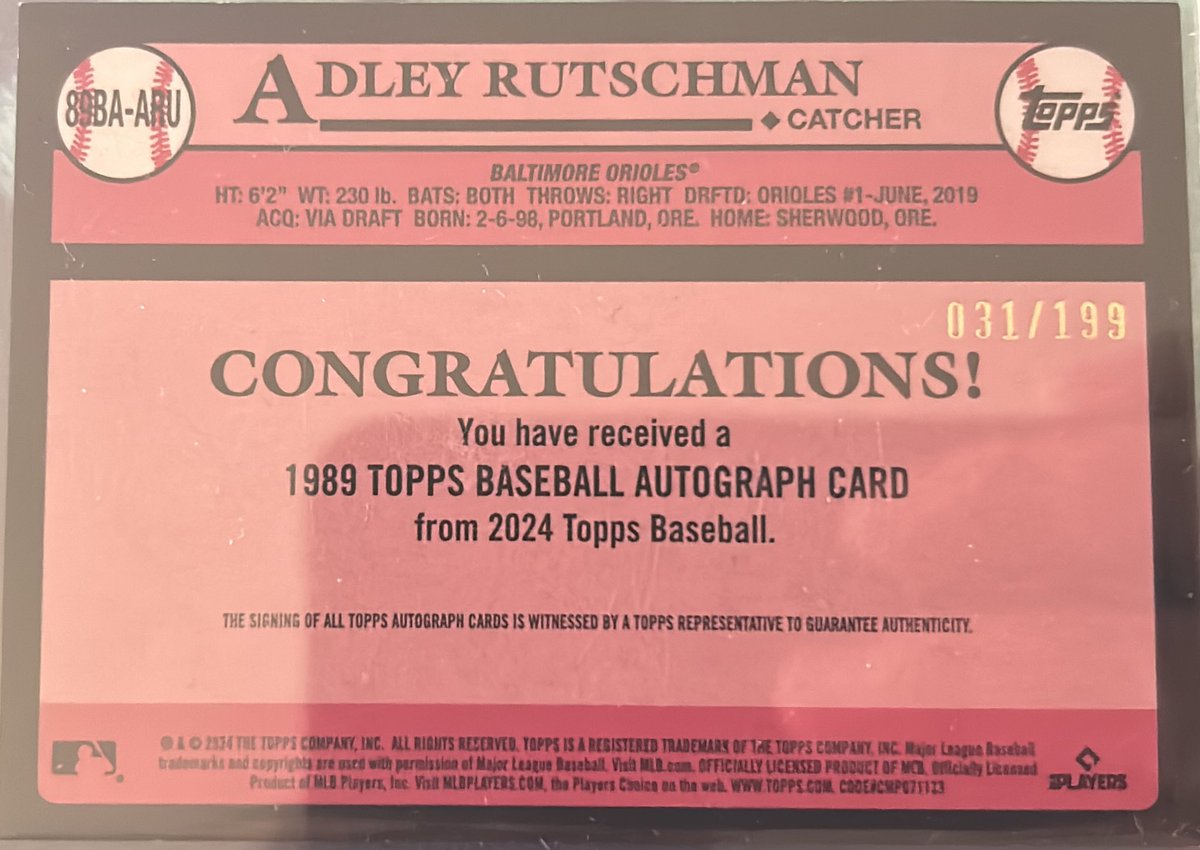 I wanted to do something big for 9000 followers.

Like retweet and follow. I’ll select one lucky follower during the game on Wednesday 8/7 to receive this Adley Rutschman 31/199 on card autograph card. 

#Birdland