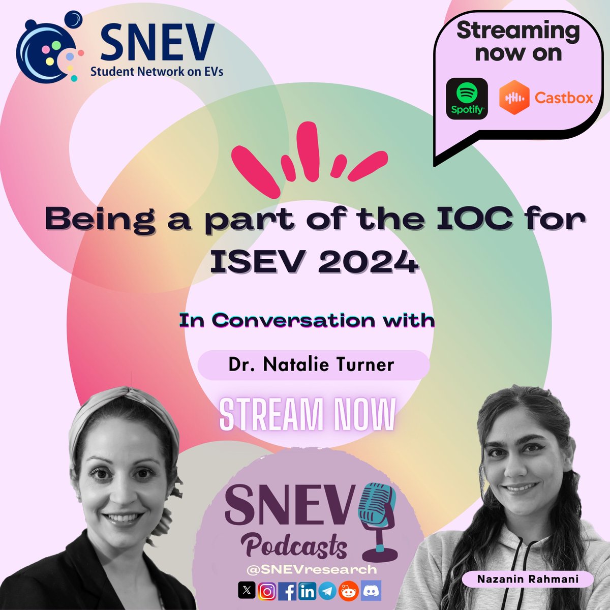 Student Network on EVs (@snevresearch) on Twitter photo Want to know all about being a member of the IOC for ISEV meetings?
Listen to our latest podcast episode with @NatalieTurnerAu giving us the lowdown on helping to organise ISEV2024: open.spotify.com/episode/2VeqZ8…
Don't forget to subscribe to SNEV mailing list: t.ly/vUY9g Want to know all about being a member of the IOC for ISEV meetings?
Listen to our latest podcast episode with @NatalieTurnerAu giving us the lowdown on helping to organise ISEV2024: open.spotify.com/episode/2VeqZ8…
Don't forget to subscribe to SNEV mailing list: t.ly/vUY9g