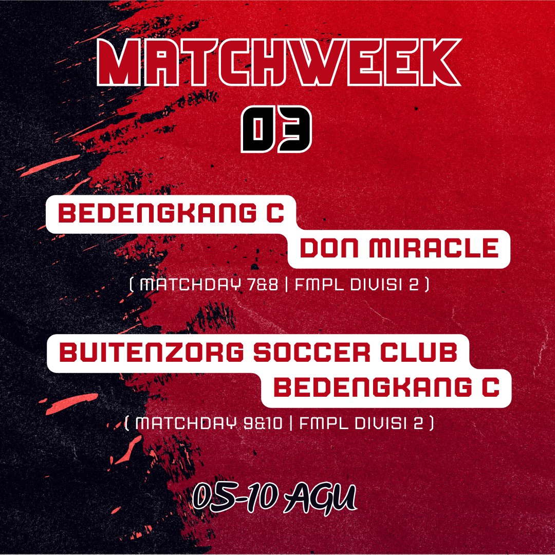 dengan hasil buruk di 2 minggu awal, pada minggu ketiga ini Bedengkang harus bertemu perwakilan Indonesia di FIFAe Football Manager, Don Miracle, dan Buitenzorg. Bangkit atau semakin tenggelam?