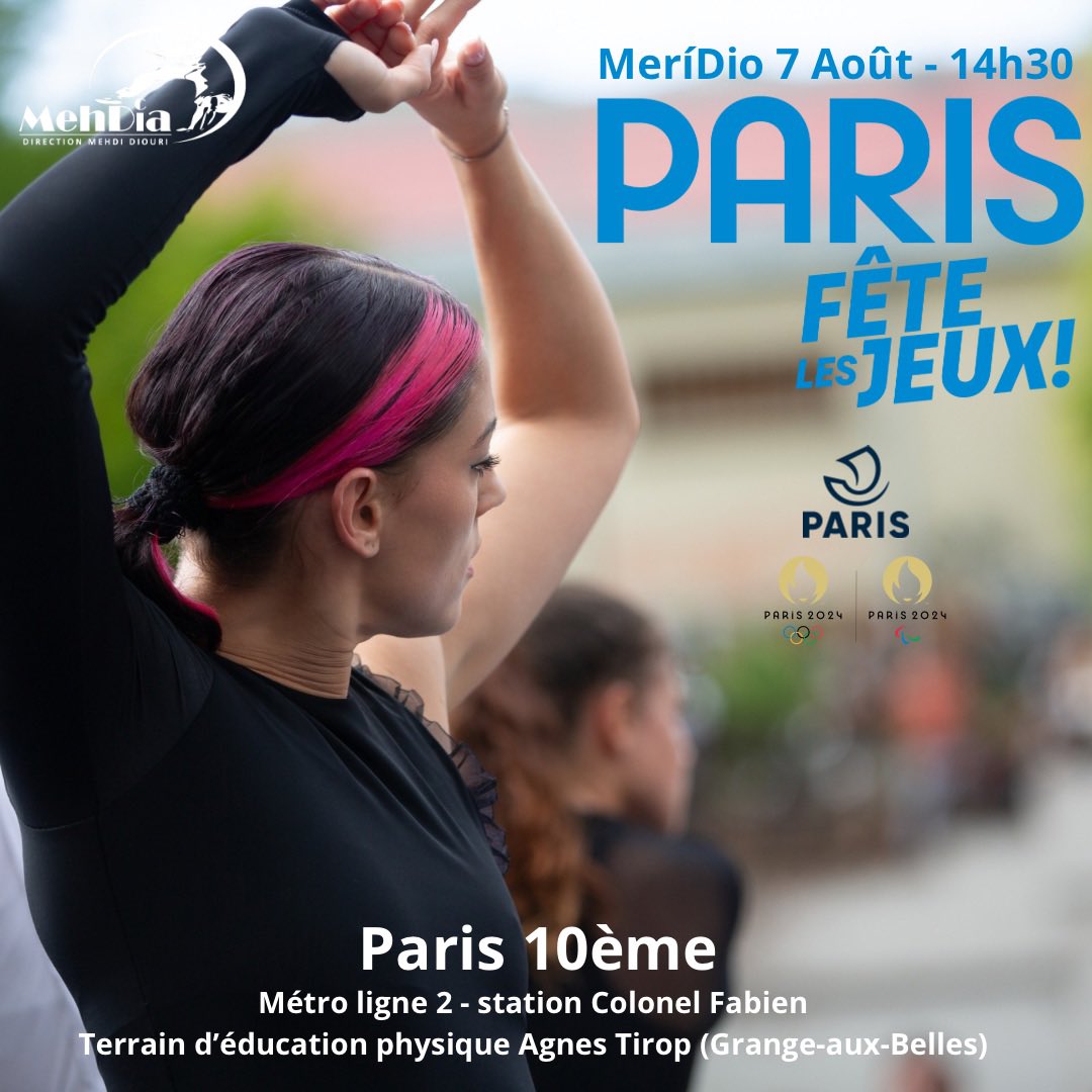 MehdiDiouri71's tweet photo. MeríDio célèbre les JO !💃🏻💃🏻💃🏻💃🏻💃🏻
.
🗓️ Rendez-vous mercredi 7 août 2024 à 14h30
.
Restez connectés !
.
#photographer @etter.studio 📸
.
#meridio #ciemehdia #festival #jo #jeuxolympiques #paris #dance #hiphop #parie10eme #paris2024olympicgames #culture #street #paris2024 https://t.co/g7YQvg4lYB