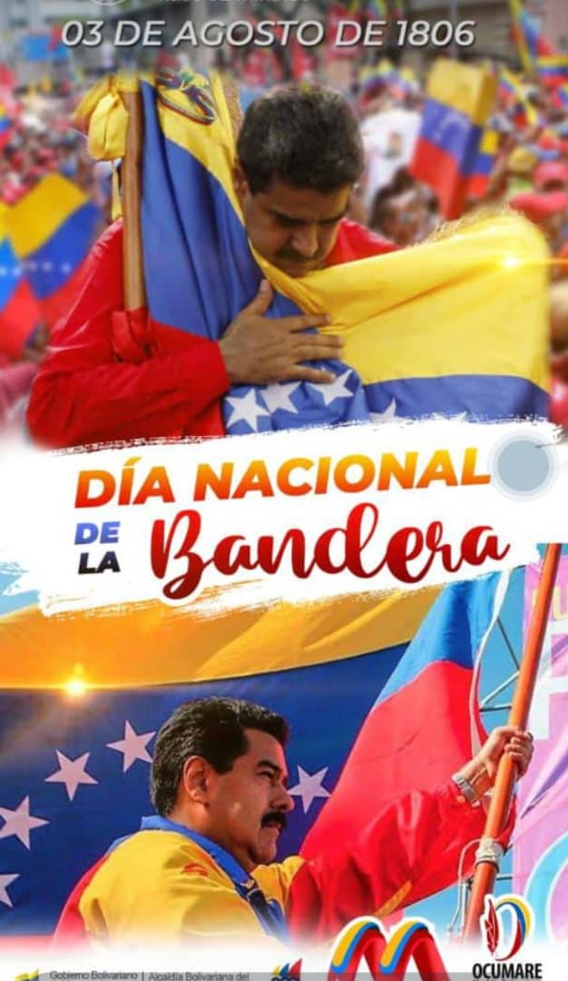 #3DeAgosto Día Nacional de la  Bandera.
Viva Venezuela
Vamos palante <a href="/NicolasMaduro/">Nicolás Maduro</a>
