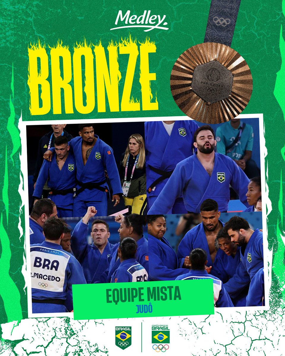 timebrasil's tweet image. É BRONZEEEEEEEE PARA O BRASIL!!! 🥉🇧🇷

Mais um pódio para coroar a participação grandiosa do judô em #Paris2024. Conquistamos a primeira medalha olímpica por equipe mista da nossa história! 

Parabéns a toda a equipe! Vocês são gigantes! 💪🏽

#TimeBrasil #JogosOlímpicos #Medley