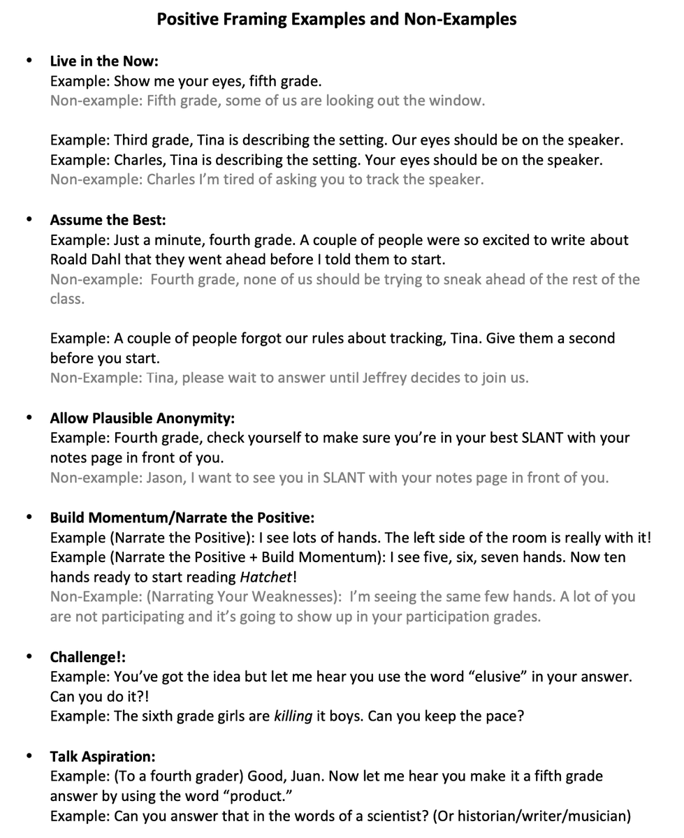Positive Framing Examples and non-Examples 👏👏👏👏