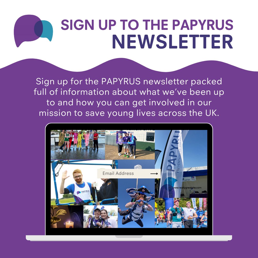 PAPYRUS_Charity's tweet image. 📰 Calling all PAPYRUS supporters.

Sign up for the PAPYRUS newsletter to receive valuable insights, tips, and resources on suicide prevention.

Together, we can make a difference.💜 Sign up here: papyrus-uk.us9.list-manage.com/subscribe?u=8b…
#SuicidePrevention