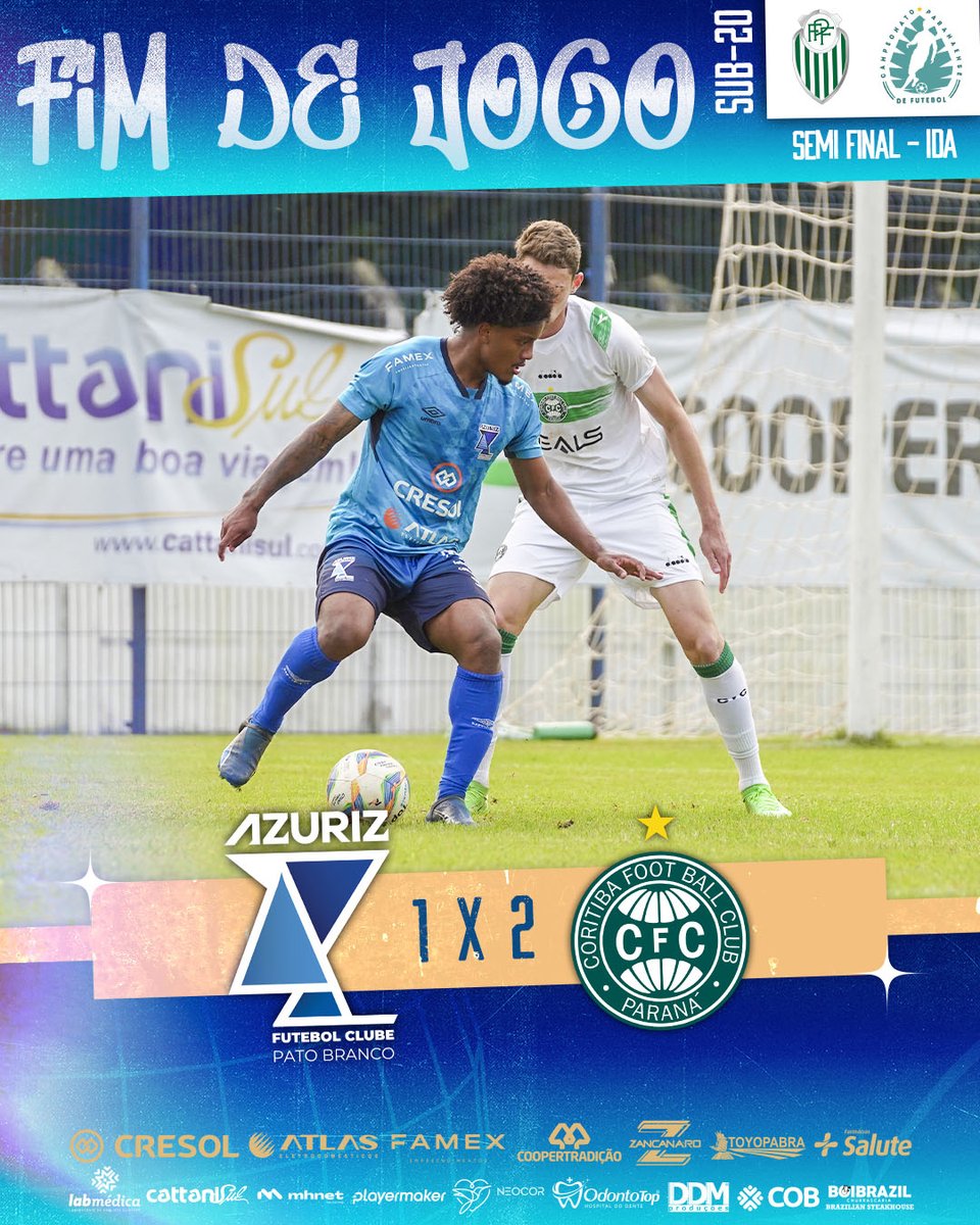 𝐅𝐈𝐌 𝐃𝐄 𝐉𝐎𝐆𝐎! - Azuriz perde a primeira partida da semi-final, mas não tem nada definido, semana que vem tem a volta em Curitiba e vamos em busca da classificação! ⚪️🦅🔵

#AzurizFC #CategoriasDeBase #OrgulhoDoSudoeste