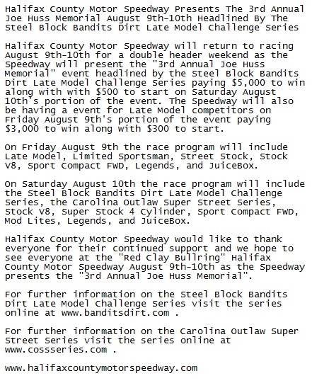 Halifax County Motor Speedway tweet media