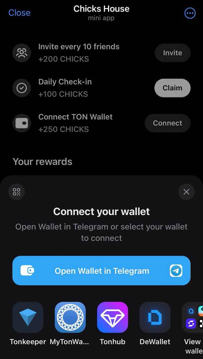🔒🔗 Connect your wallet to Chicks House securely and claim 250 CHICKS instantly! 🐥💰 It’s quick, easy, and rewarding.

Don’t forget to share this post with your friends to receive double rewards! 🎁

🚀Join now: t.me/chickshouse
#ChicksHouse #ConnectWallet #ShareToEarn