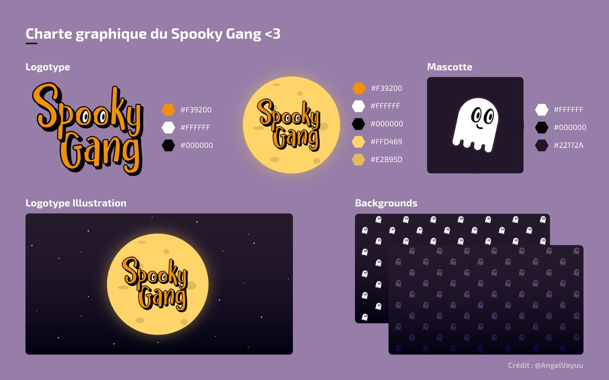 AngelVayuu's tweet photo. Bon après quelques heures de taff, voici la Charte Graphique Officielle de la nouvelle Team Twitch du Spooky Gang !! 👻

Avec : @Petiiitbiiscui1 @Estree381 @Seroths @KaroViper @mrgreatstephan @VenusIsNaive @DoktorThib &amp; beaucoup d'autres potos qu'on kiff !

Crédit : Bah moi mdr https://t.co/8RL7EDhfBz