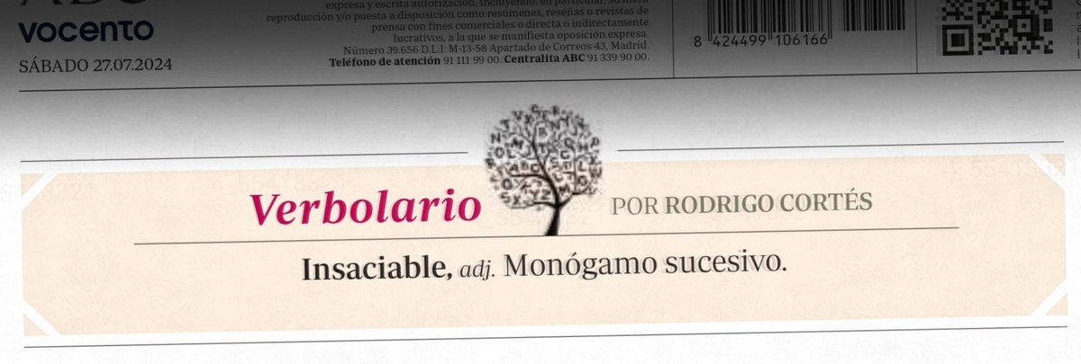 Verbolario's tweet photo. «Insaciable»; 27/jul/2024: voz n° MMMCCLXV @rodrigocortes https://t.co/zCpWHCwZqq