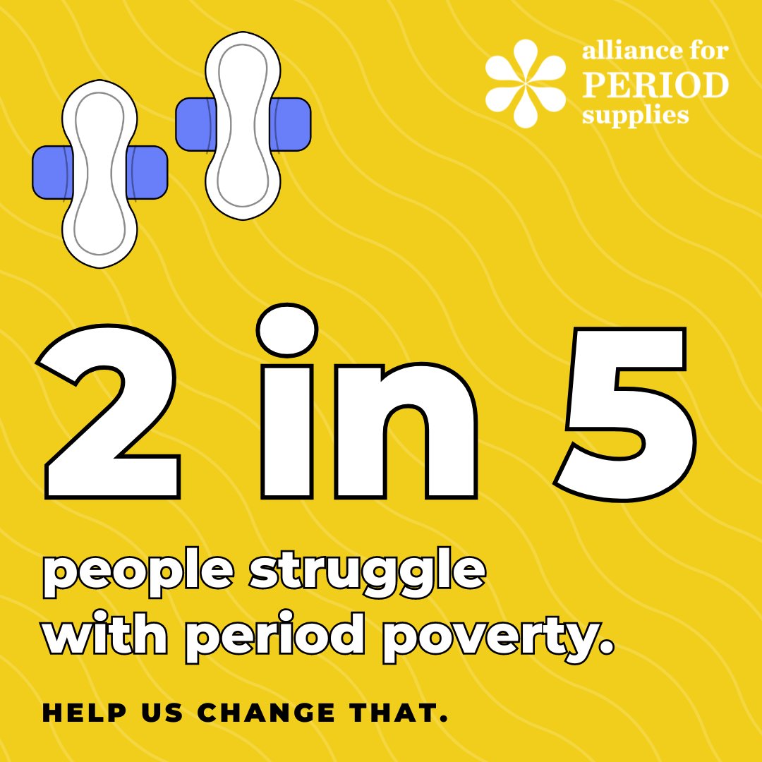 Across the United States, 2 in 5 people with periods struggle to afford enough period products due to lack of income. At the Alliance for Period Supplies, we're working hard to change that. Learn more and join the movement to #EndPeriodPoverty at bit.ly/3NPj56S!