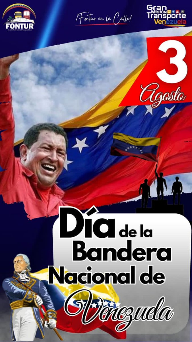 Hoy #3Ago se celebra el día de la Bandera Nacional 🇻🇪, en honor al Generalísimo Francisco de Miranda que junto a su Expedición Libertadora en 1806 tocó tierra venezolana en la Vela de Coro y ondeó por primera vez en el país la bandera tricolor.
 #PaísDeOchoEstrellas