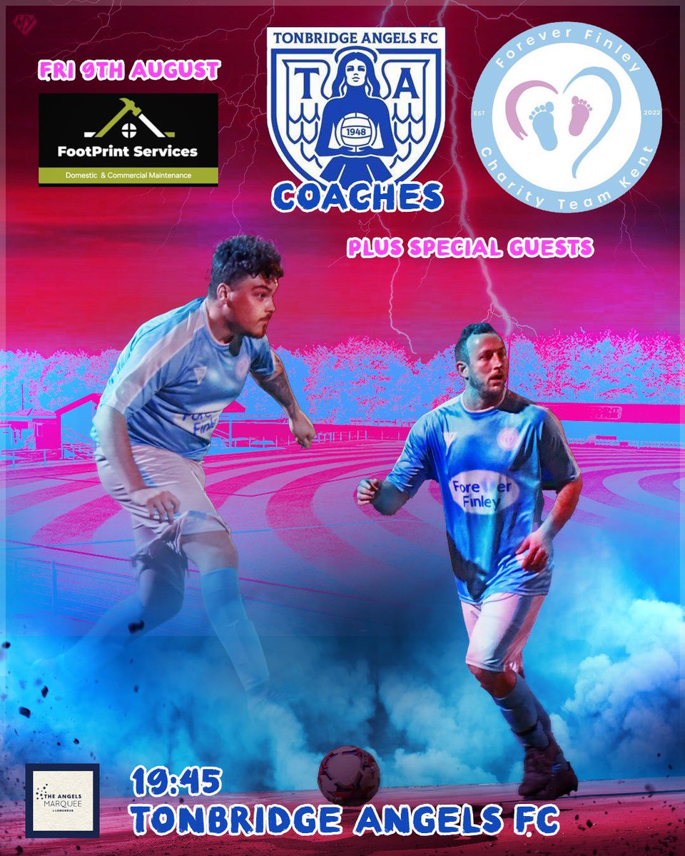 MMcharityteam's tweet photo. This Friday!!

We play a massive charity game against @tonbridgeangels legends!!

We can’t wait for this game to play against a great opposition!!

£5 entry! 
Bars open! 

Going to be a great evening and some great football on show!

#charityfootball https://t.co/pgtxZ7tpm8