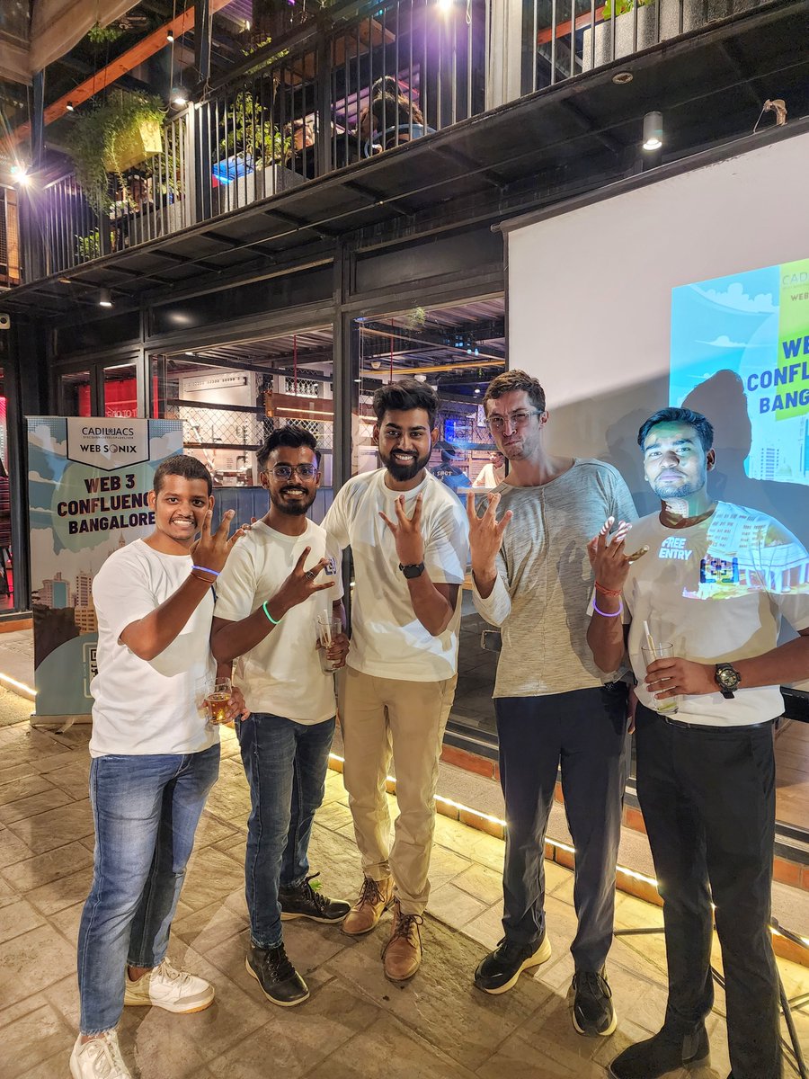Had an amazing side event in Bangalore; congratulations to <a href="/WebSoniX_Music/">WebSoniX</a> and <a href="/Cadillacs_Dev/">Cadillacs | Crafting Web3 Experiences ⚒️</a>! 
Thankful to <a href="/TonyCatoff/">Tony Klor</a> for helping us to get together for the event! 🤝
Looking forward to hosting more such events!