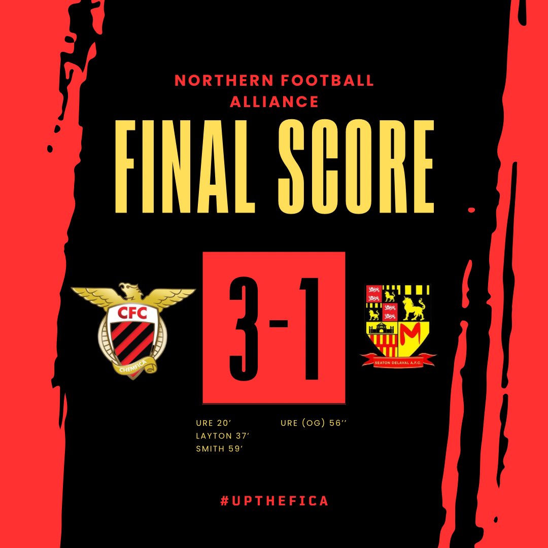 FULL TIME

Not a perfect performance by any means but the lads dug in and secured 3 points. 

Thanks to our opponents <a href="/delavalafc/">Seaton Delaval AFC</a>! 

#upthefica