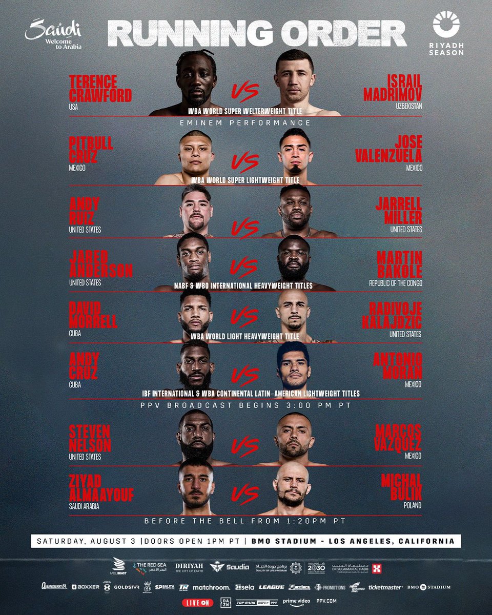 BOXINGnBBQ's tweet photo. Fight day is finally here! 🔥🔥🔥🥊🥊🥊

Do not miss this one. 

PPV card is the 6 bouts below and starts at 3PM PT/5PM CT/6PM ET. 

2 Prelim fights on YouTube start at 1:20PM PT/3:20PM CT/4:20PM ET

PPV DAZN, ESPN+, PRIME

#CrawfordMadrimov         
#Boxing  
#BOXINGnBBQ https://t.co/wZIRuknrm2