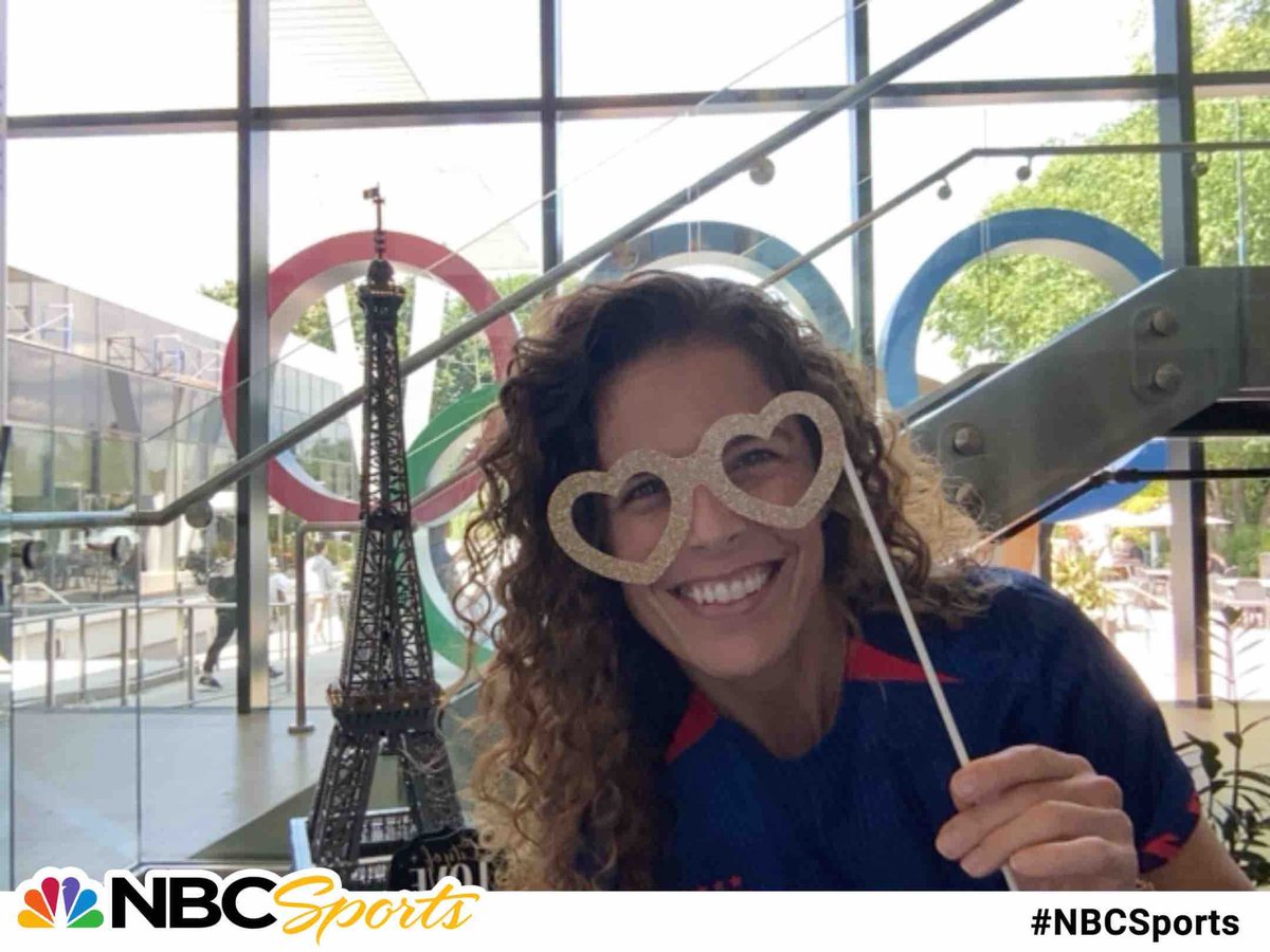 jennhildreth's tweet photo. Showing a little love for our @USWNT today and enjoying my Olympic experience! ⚽️ 🏹 🎙️ 

#NBCSports #buzzybooth https://t.co/xnwJZwVLUj