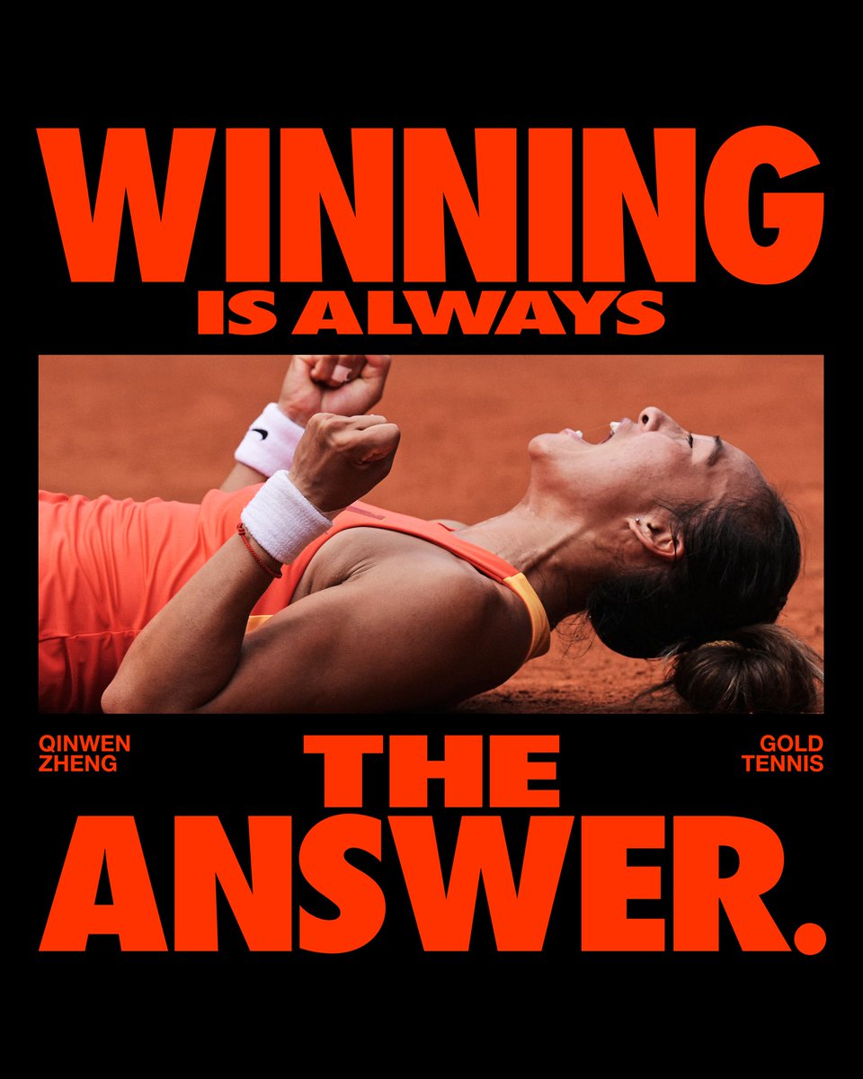 Nike's tweet photo. No further questions.

Qinwen Zheng silenced doubt today with her first @Olympics gold.

#WinningIsntForEveryone #Paris2024 https://t.co/p8KvP5diJJ