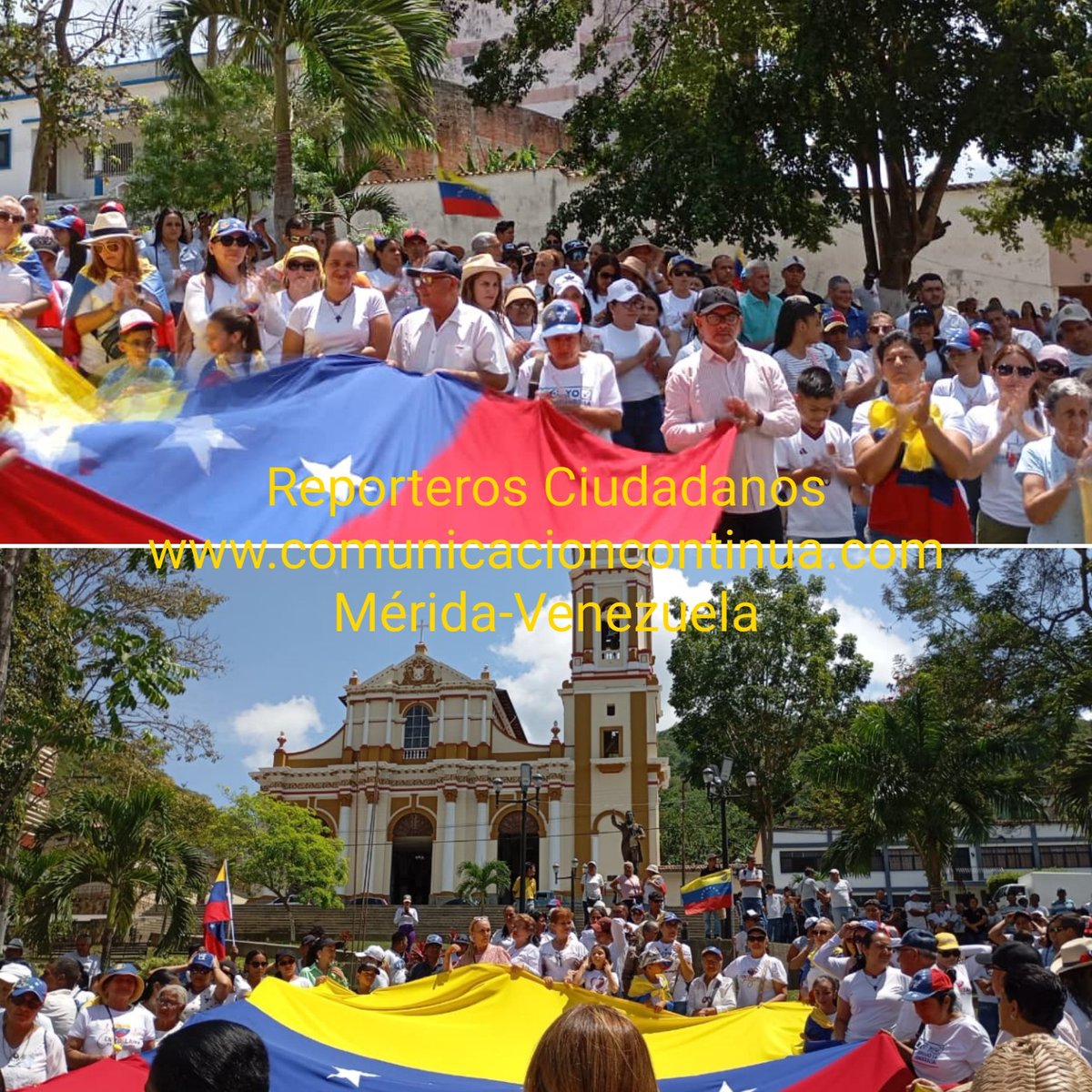 leoperiodista's tweet photo. #03Ago ..#Mérida..Tambien en Sta Cruz de Mora (mcpio Antonio Pinto Salinas) opositores se han reunido en oración  en la plaza Bolívar de esta población https://t.co/9S7vyoMWFU