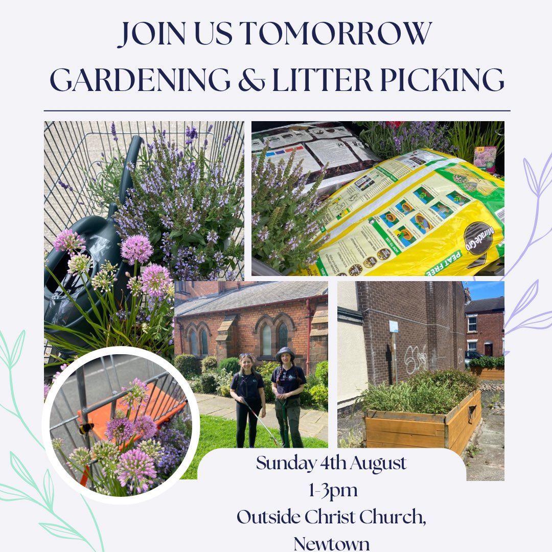Tomorrow! We’d love you to join us to help us replant this bed in Newtown as part of 10xGreener 🐝 

We’re also so excited to have the new Community Development Coordinator from Cheshire West Recycling coming to lead a litter pick! 

Join us and <a href="/ChChChester/">ChristChurchChester</a> 1-3pm