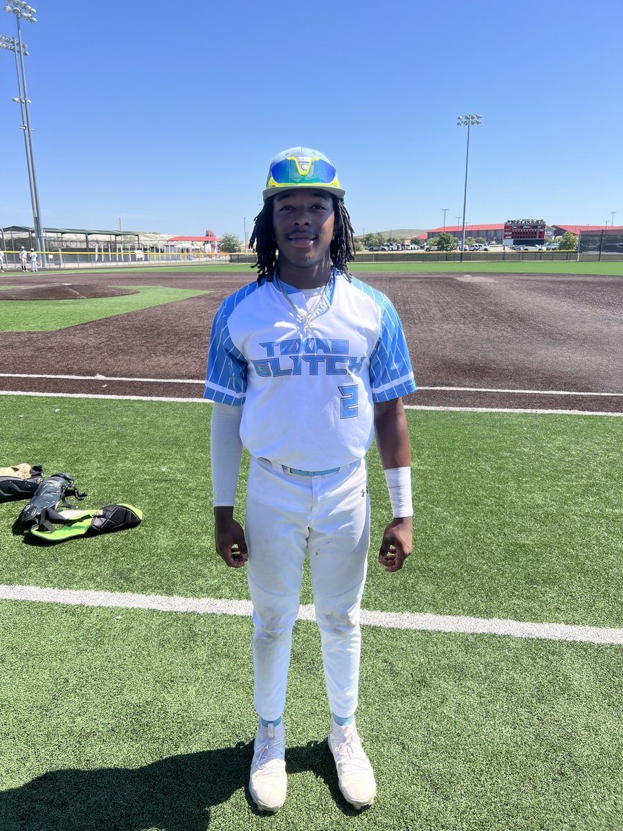 F: Texas Glitch 17U National 5, Canes West Texas Smith 4
PoG: <a href="/messiahmiller_/">Messiah</a> 3-3, 2B, RBI, 2R
Notable: <a href="/BrytonBertrand/">Bryton Bertrand</a> 3-3, 2B, R