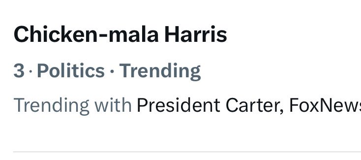 bennyjohnson's tweet photo. 🚨 Chicken-mala Harris trends #3 on 𝕏 after Kamala refused to debate Trump on Fox News. https://t.co/1sdt0OdzpY