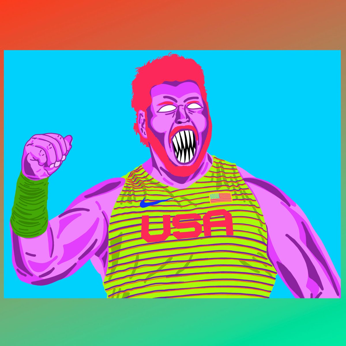 NeonBlackTiger's tweet photo. Excited to watch #Oregon's own #RyanCrouser go for the three-peat today in #shotput for #TeamUSA. #Crouser is the most dominant shot putter in history and has an opportunity to become the first shot putter in history to win three #Olympic #goldmedals in the event. https://t.co/69ii02ULoj