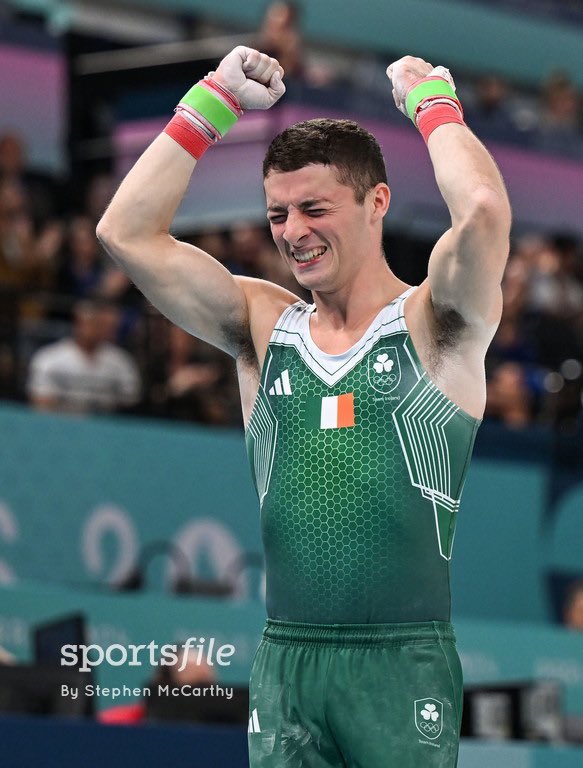 sportsfile's tweet photo. GOLD for RHYS! 🥇 

Rhys McClenaghan of Team Ireland after competing in the men's pommel final during the 2024 Paris Summer Olympic Games!

📸 @SportsfileSteve 

https://t.co/DcMS1oMZHh https://t.co/ElJ9qvwUQs