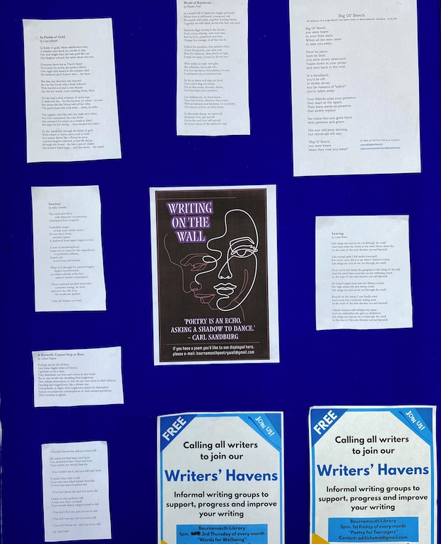 Bournemouth Writing Festival (@bmthwritingfest) on Twitter photo New poetry up on the Writing on the Wall at <a href="/BCPLibraries/">BCP Libraries</a> at Bournemouth Library in the Triangle.
Go check them out #poetrycommunity #WritingCommunity #bournemouth #amwriting
<a href="/BCPCouncil/">BCP Council</a> <a href="/andym_editor/">Andy Martin</a> New poetry up on the Writing on the Wall at <a href="/BCPLibraries/">BCP Libraries</a> at Bournemouth Library in the Triangle.
Go check them out #poetrycommunity #WritingCommunity #bournemouth #amwriting
<a href="/BCPCouncil/">BCP Council</a> <a href="/andym_editor/">Andy Martin</a>