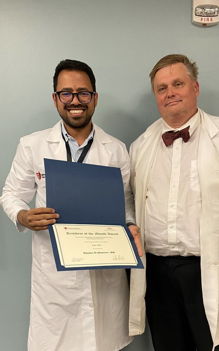 Thrilled to receive the Resident of the Month award from Prof. David Preston in my first month of the neurology residency program.