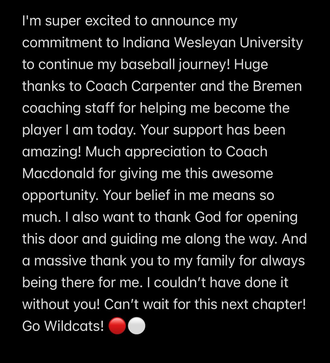 AGTG✝️✝️
<a href="/sowhatnextpitch/">Ian Macdonald</a> <a href="/indwesbaseball/">IWU Wildcat Baseball</a> <a href="/PrepBaseballIN/">Prep Baseball Indiana</a> <a href="/CTrinkle23/">Cooper Trinkle</a> <a href="/CAAChrisMatzner/">Chris Matzner</a> <a href="/BremenBaseball1/">Bremen Baseball</a>