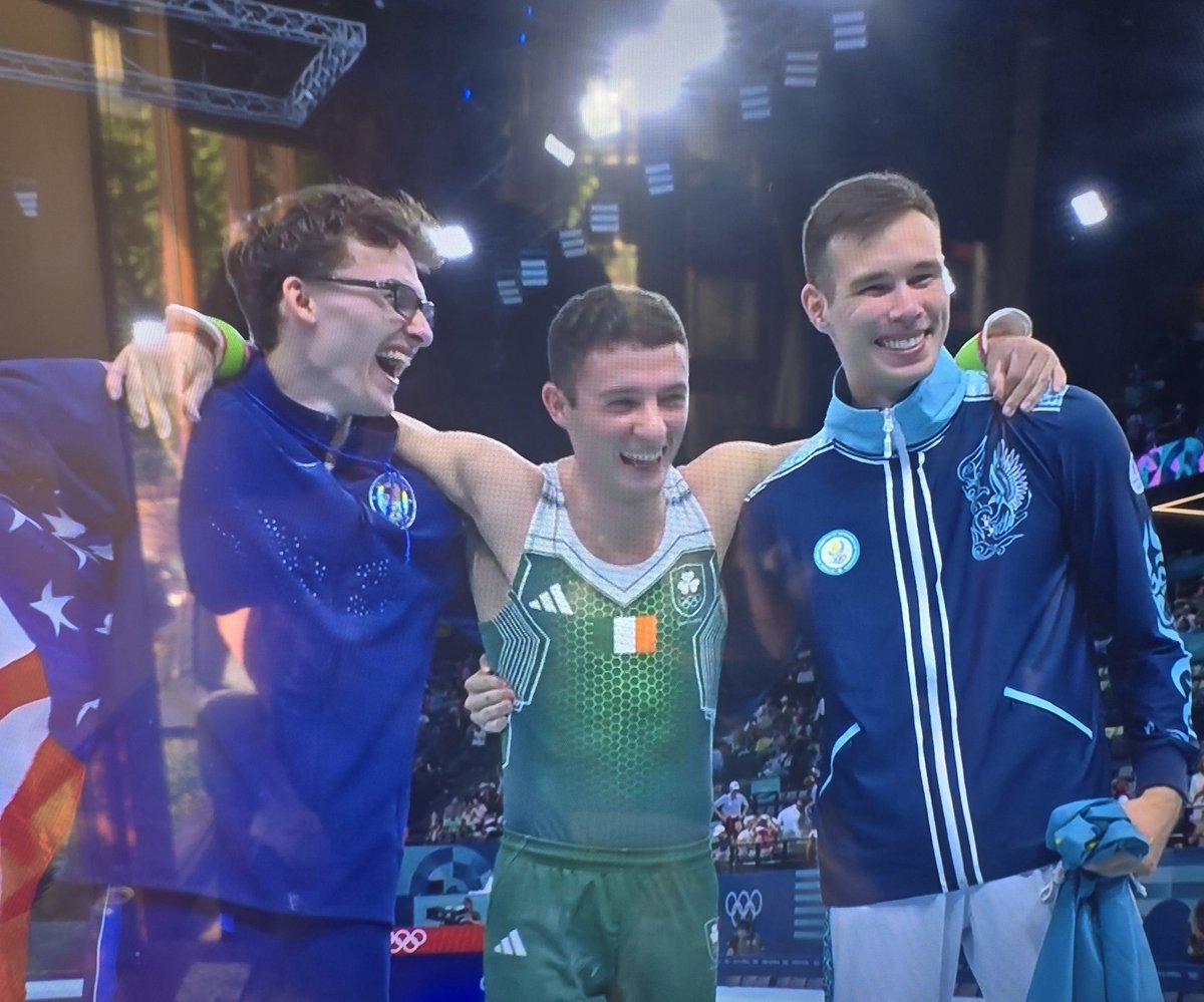 Irish in Britain (@irishinbritain) on Twitter photo Amazing performance by Rhys McClenaghan to win Ireland's first ever Olympic gymnastic medal - Gold! 👏👏👏 <a href="/TeamIreland/">Team Ireland</a> #Pommel
#Paris2024Olympics Amazing performance by Rhys McClenaghan to win Ireland's first ever Olympic gymnastic medal - Gold! 👏👏👏 <a href="/TeamIreland/">Team Ireland</a> #Pommel
#Paris2024Olympics