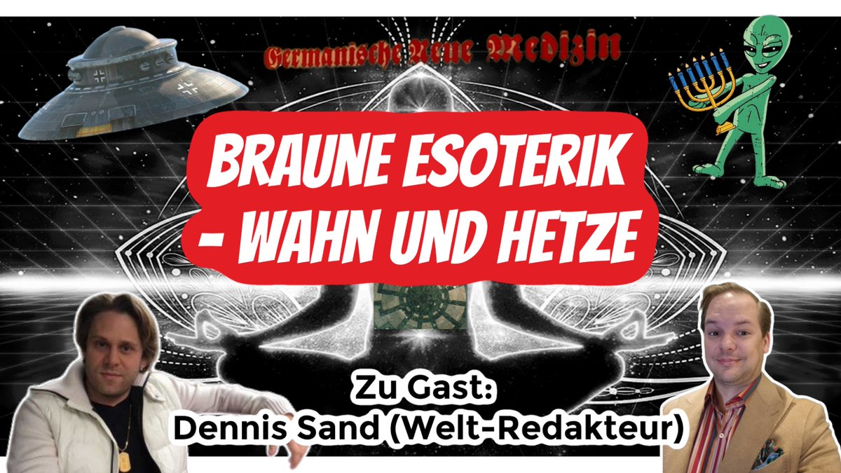Heute Abend um 20:05 Uhr gehe ich zusammen mit <a href="/welt/">WELT</a>-Redakteur <a href="/realDennissand/">Dennis Sand</a> #live, um über braune #Esoterik zu sprechen! Euch erwarten krude #Verschwörungstheorien über "jüdische #Aliens", "#Reichsflugscheiben" und noch viel mehr #Wahnsinn! Schaut rein: youtube.com/live/iz8I9Jy4Q…