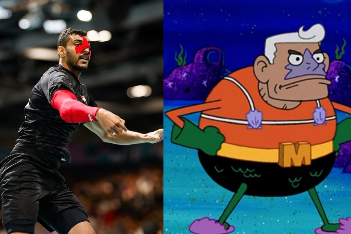 HandballHour's tweet image. Seif Elderaa channeling his inner Mermaid Man at the #OlympicGames