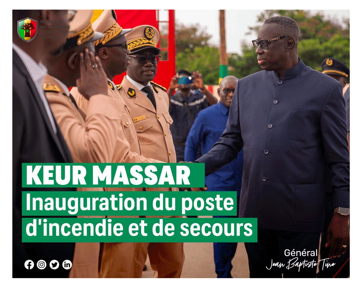 Min_Interieur's tweet photo. Ce vendredi 2 août, le Ministre de l'Intérieur  a inauguré le Poste intégré d'incendie et de secours (PIIS) de Keur Massar.
#PIIS #SapeursPompiers #InterventionRapide #SécuritéProximité #SécuritéPublique #Senegal https://t.co/bd0lqlRvnt