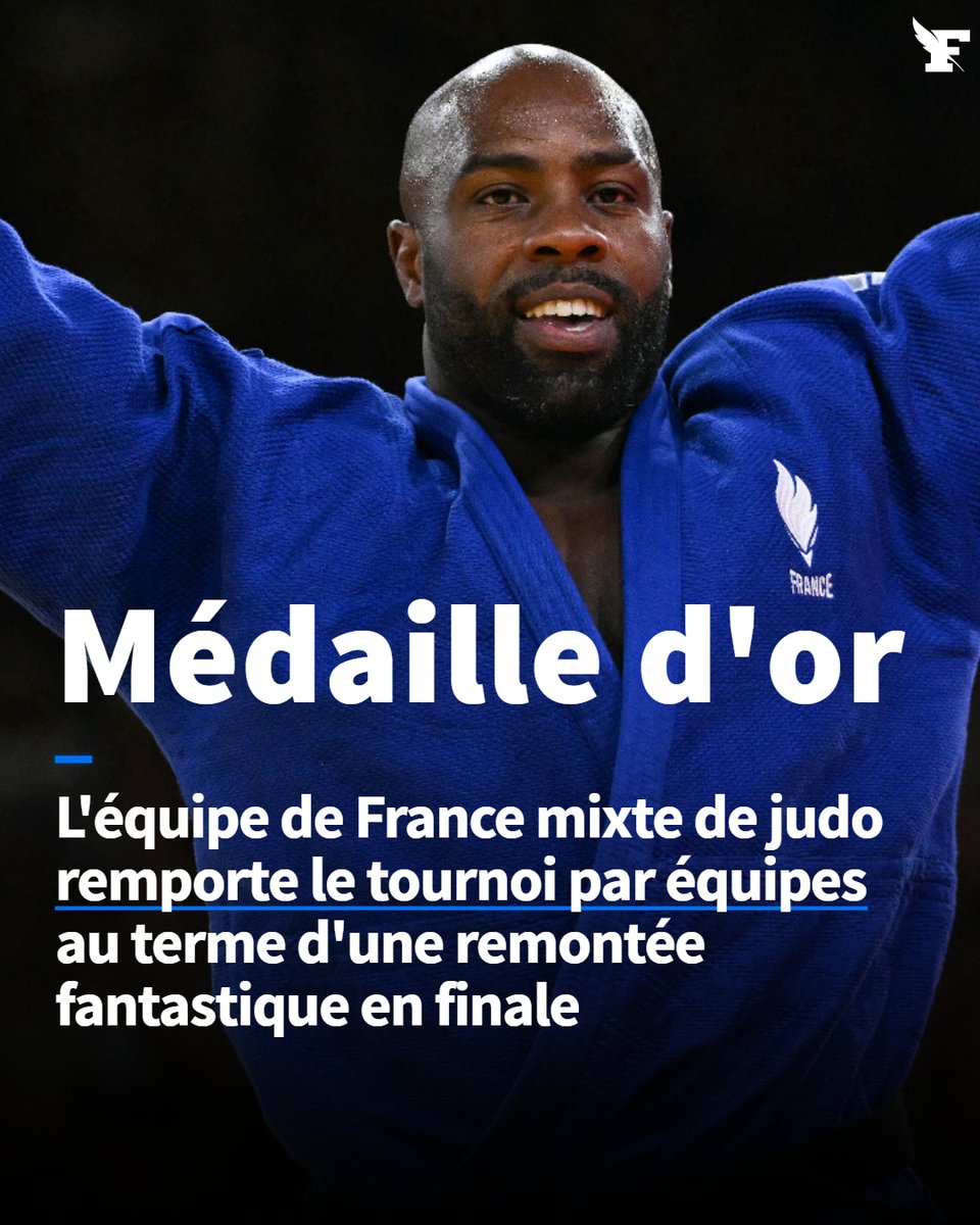 Le_Figaro's tweet image. 🔴 La légende ne meurt jamais. Grâce à un dernier combat mené d'une main de maître par Teddy Riner, la France s'impose face au Japon et se couvre d'or. La 12e médaille d'or du clan français dans ces Jeux.
→ lefigaro.fr/sports/jeux-ol…