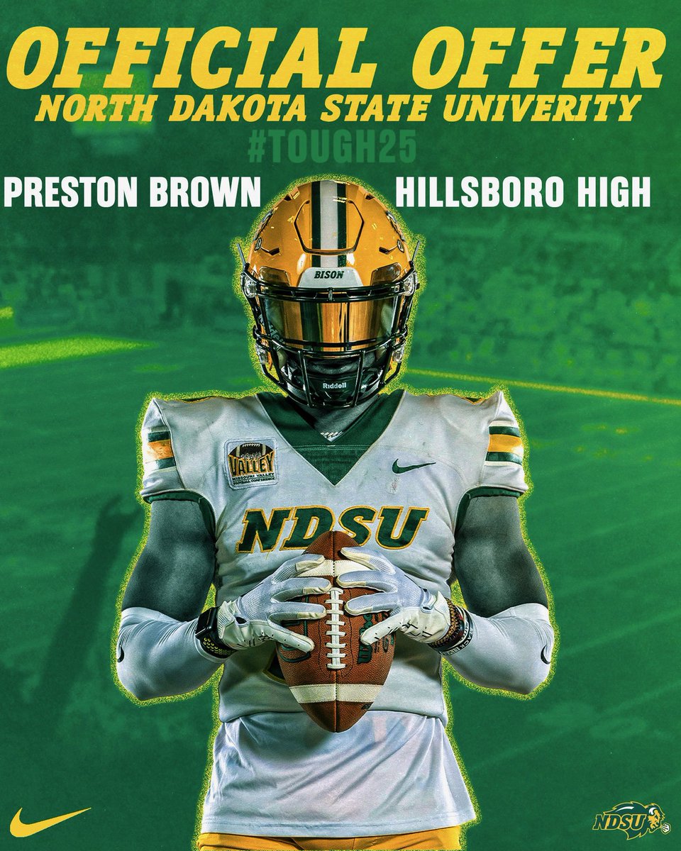 Preston Brown (@pbrown_9) on Twitter photo Can’t wait to join the bison family! 🦬#GoBison #tough25 <a href="/CoachTimNDSU/">Tim Polasek</a> <a href="/JoeBeschorner/">Joe Beschorner</a> <a href="/CoachRHedberg/">Randy Hedberg</a> #RollHerd
<a href="/JPRockMO/">JP Rock</a> <a href="/PrepRedzoneMO/">Prep Redzone Missouri</a> <a href="/elitefootball/">EliteFootballAcademy</a> <a href="/AllenTrieu/">Allen Trieu</a> <a href="/Stumpf_Brian/">Brian Stumpf</a> <a href="/On3sports/">On3</a> <a href="/ChadSimmons_/">ChadSimmons</a> <a href="/hhs_footballers/">Hillsboro Hawks Football🏈</a> Can’t wait to join the bison family! 🦬#GoBison #tough25 <a href="/CoachTimNDSU/">Tim Polasek</a> <a href="/JoeBeschorner/">Joe Beschorner</a> <a href="/CoachRHedberg/">Randy Hedberg</a> #RollHerd
<a href="/JPRockMO/">JP Rock</a> <a href="/PrepRedzoneMO/">Prep Redzone Missouri</a> <a href="/elitefootball/">EliteFootballAcademy</a> <a href="/AllenTrieu/">Allen Trieu</a> <a href="/Stumpf_Brian/">Brian Stumpf</a> <a href="/On3sports/">On3</a> <a href="/ChadSimmons_/">ChadSimmons</a> <a href="/hhs_footballers/">Hillsboro Hawks Football🏈</a>