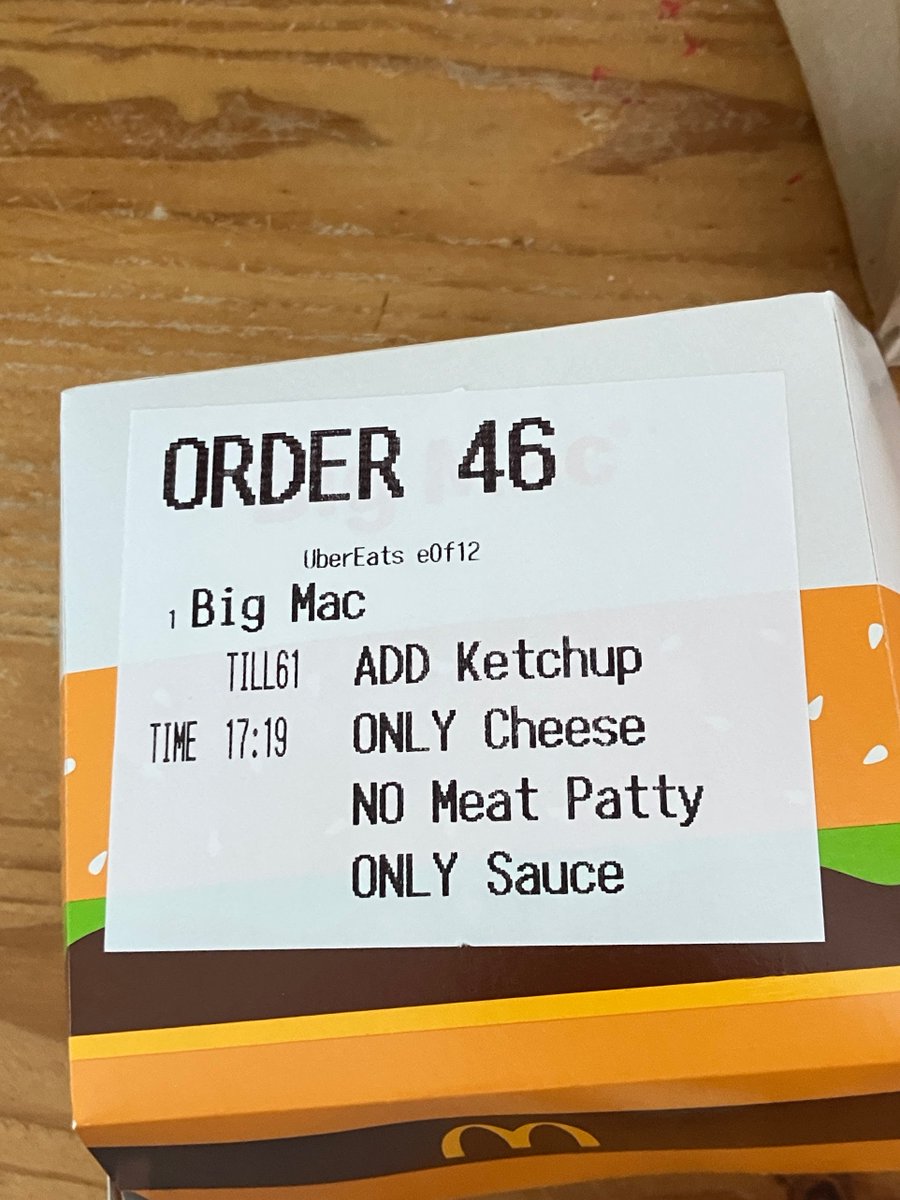 My wonderful wife knows I'm not a fan of pickles and lettuce on my Big Mac, so she usually removes them from the order. This time she went a step further. I'd love to know what the folks at McDonald's thought!  🤣😍