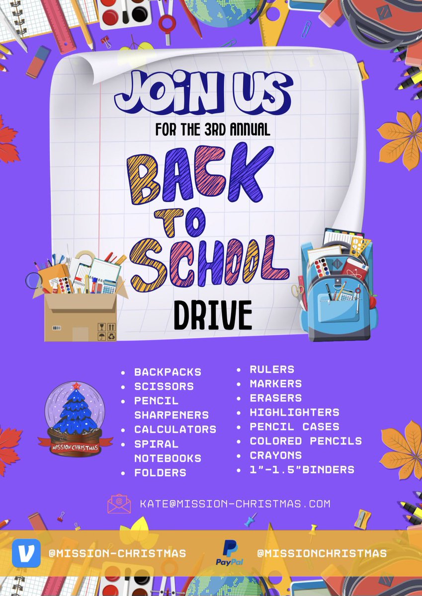 Young's Motorsports (@youngsmtrsports) on Twitter photo Help us support <a href="/Mission_XMas365/">MissionChristmas</a>’s 3rd Annual Back to School Drive for deserving students & teachers in our area ✏️
📝 $25 funds an elementary backpack
$35 funds a high school backpack 🎒
🧑🏫 $40 funds a teacher kit
Donate here ⬇️
paypal.com/donate/?hosted… Help us support <a href="/Mission_XMas365/">MissionChristmas</a>’s 3rd Annual Back to School Drive for deserving students & teachers in our area ✏️
📝 $25 funds an elementary backpack
$35 funds a high school backpack 🎒
🧑🏫 $40 funds a teacher kit
Donate here ⬇️
paypal.com/donate/?hosted…
