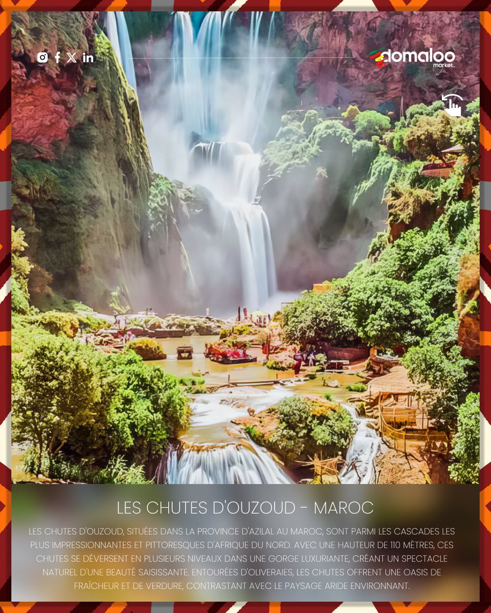 DomalooT's tweet photo. Voyagez à travers l'Afrique avec Domaloo Market !

On vous amène cette fois vers les Pyramides de Meroë au Soudan, découvrir la splendeur des Chutes d'Ouzoud au Maroc, la nature sauvage du Parc National de Tsavo au Kenya, et enfin l'histoire poignante de l'Île de Gorée au Sénégal https://t.co/eqDTAW0eL3