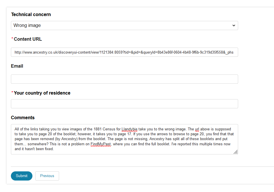 I can't wait for my latest <a href="/Ancestry/">Ancestry</a> bug report to be ignored. #Genealogy