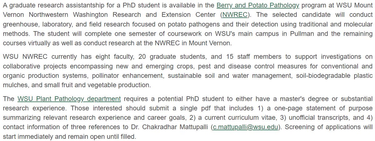 stephenmarek2's tweet photo. Plant Pathology PhD research assistantship available at Washington State University https://t.co/Vthwcw0Jyt