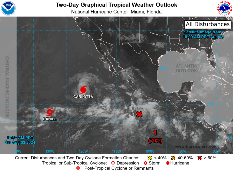 LimWeather's tweet photo. D81 EPAC #HurricaneSeason2024 2pm EDT
#Invest96E S of #Mexico has 70% chance in 2 days, 90% in 7 days to become a TC in 7 days head OTS with no threat to land at all!
#Wxtwitter #Wxx #EP96 #96E #Tropicswx #HurricaneSeason #Emilia https://t.co/P3cTlSVYc9