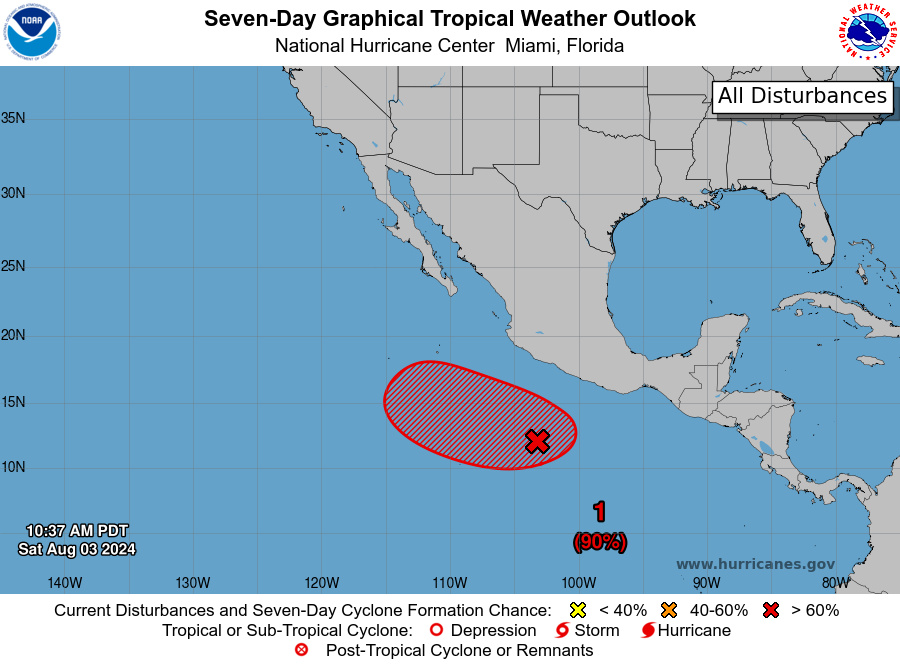 LimWeather's tweet photo. D81 EPAC #HurricaneSeason2024 2pm EDT
#Invest96E S of #Mexico has 70% chance in 2 days, 90% in 7 days to become a TC in 7 days head OTS with no threat to land at all!
#Wxtwitter #Wxx #EP96 #96E #Tropicswx #HurricaneSeason #Emilia https://t.co/P3cTlSVYc9