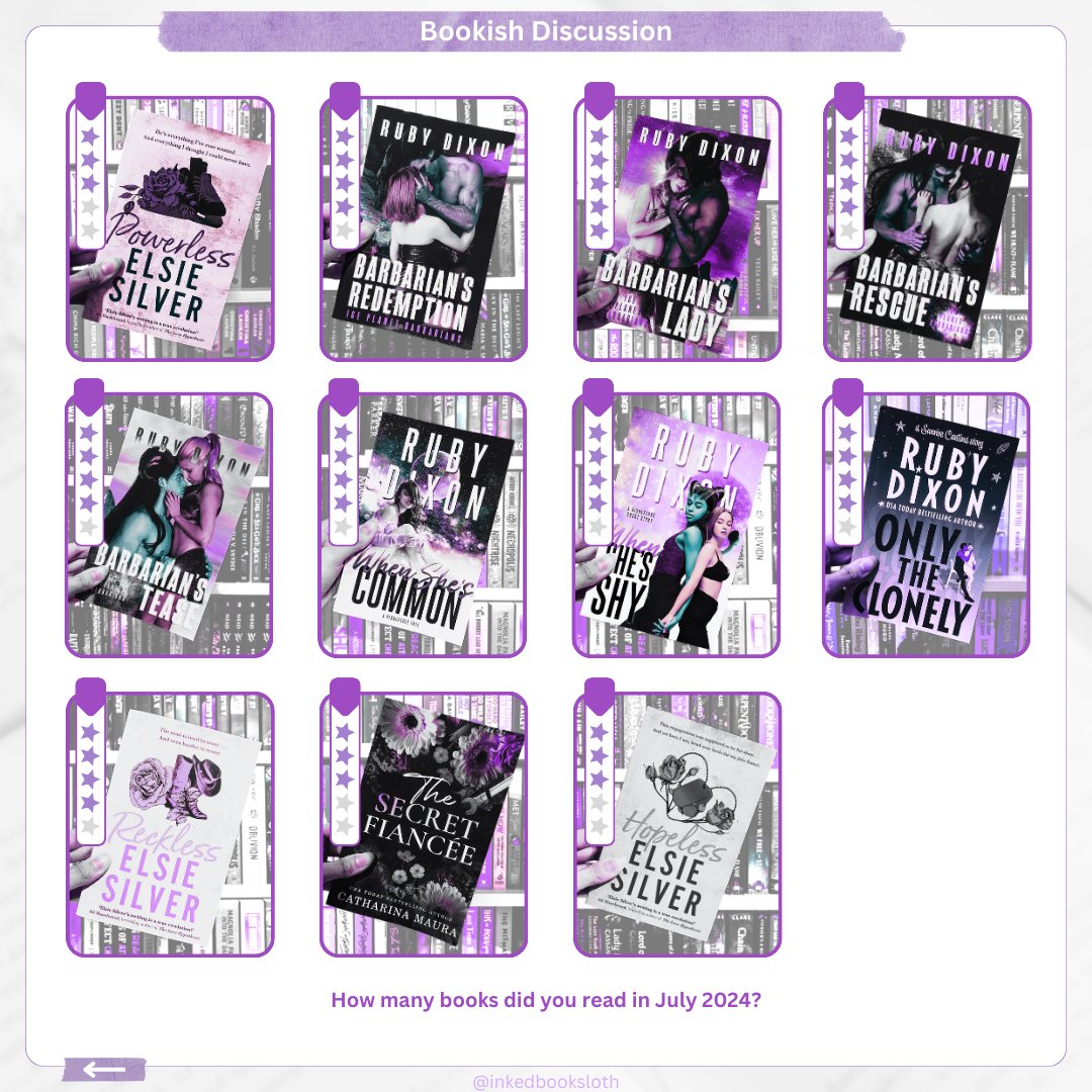 inkedbooksloth's tweet photo. Read 11 #books in July and I feel happy about it. I am getting out of my #reading slump finally. But I have to say I do feel disappointed. In 2024, within 7 months, I only had ONE 5-star read.
How many books did you #read in July?
#booktwt #readingwrapup #book #julywrapup https://t.co/MW7hVbZ7AQ
