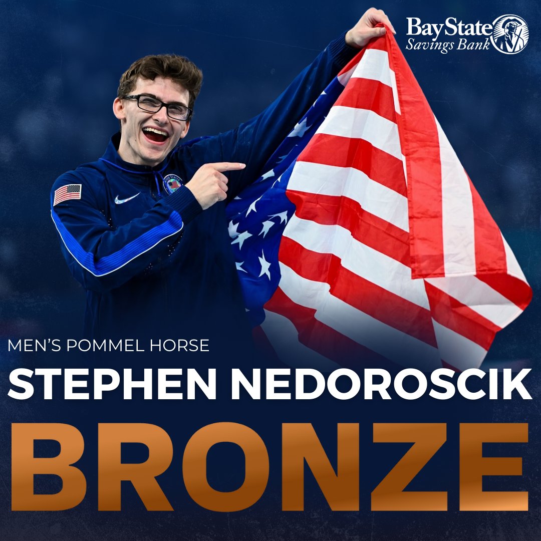 Bay State Bank (@baystatebank) on Twitter photo HE DID IT!!🥉
<a href="/GymnastSteve/">Stephen Nedoroscik</a> our local legend, just rocked the pommel horse to secure bronze for <a href="/TeamUSA/">Team USA</a>! 🎉🇺🇸
Worcester's own, and son of our incredible Client Experience Manager Cheryl Nedoroscik, is bringing home the bronze! Way to go, Stephen!
📸: <a href="/USAGym/">USA Gymnastics</a> HE DID IT!!🥉
<a href="/GymnastSteve/">Stephen Nedoroscik</a> our local legend, just rocked the pommel horse to secure bronze for <a href="/TeamUSA/">Team USA</a>! 🎉🇺🇸
Worcester's own, and son of our incredible Client Experience Manager Cheryl Nedoroscik, is bringing home the bronze! Way to go, Stephen!
📸: <a href="/USAGym/">USA Gymnastics</a>