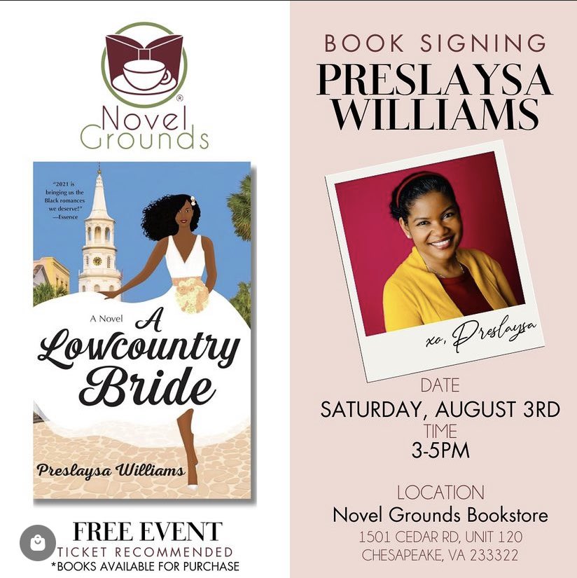 Preslaysa Williams πππΎβ€οΈπΊ (@preslaysawrites) on Twitter photo Happy Saturday! Today Iβm signing books from 3pm-5pm at <a href="/NovelGrounds/">Novel Grounds</a> in Chesapeake, VA. If youβre in the area, Iβd love to see you there π Happy Saturday! Today Iβm signing books from 3pm-5pm at <a href="/NovelGrounds/">Novel Grounds</a> in Chesapeake, VA. If youβre in the area, Iβd love to see you there π
