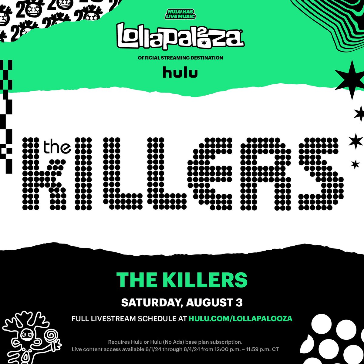 thekillers's tweet photo. Watch us live from @lollapalooza on @hulu tonight. https://t.co/ldu79TA9Pg